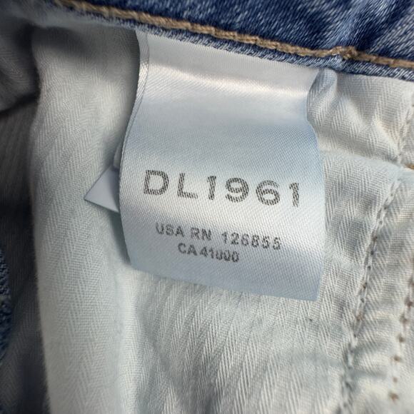 DL1961 Hepburn High Rise Wide Leg Light Wash Distressed Raw Hem Jeans Women's 26 - Picture 6 of 7